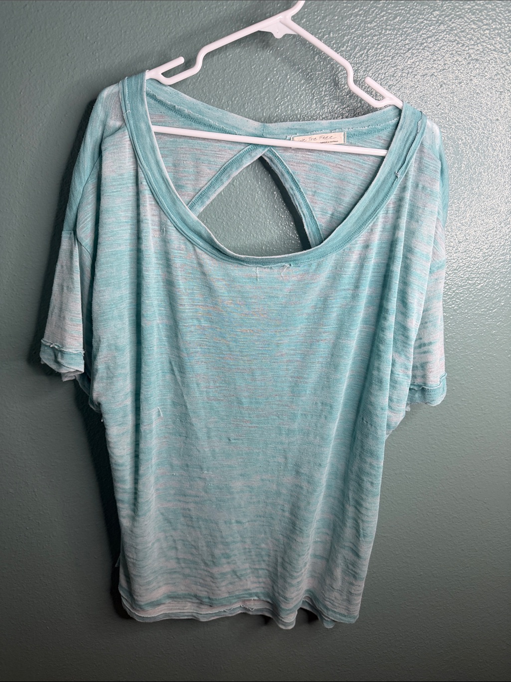 We The Free Aqua Short-Sleeve Top With Open Back